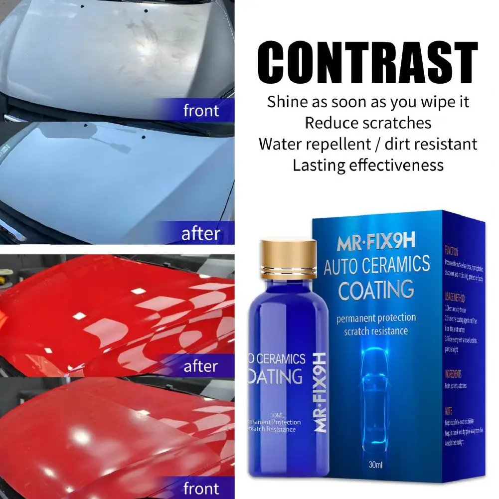 Polonês de revestimento de vidro hidrofóbico super do cuidado da pintura do removedor dos riscos lustrosos do revestimento cerâmico líquido do carro 30/50ml para o veículo