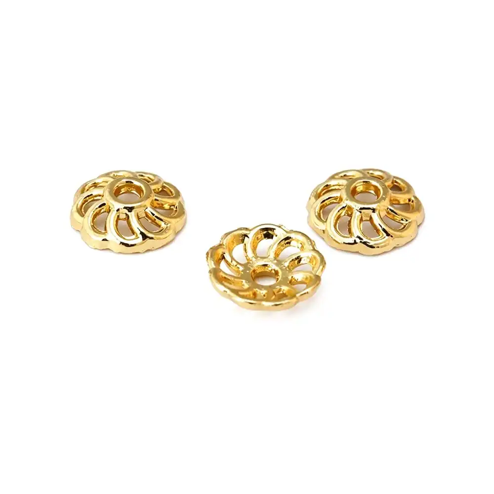Elegant Trio-Tone Brass Bead Caps for DIY Jewelry Creations