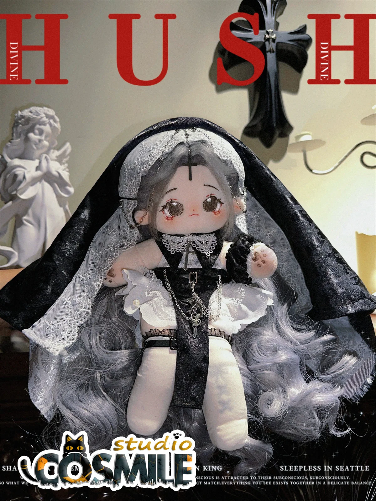 

No Attributes Pray Dark Nun God Priest Black Skirt Dress Suit for Plushie Stuffed 25cm 30cm Plush Doll Clothes Clothing GW Jan