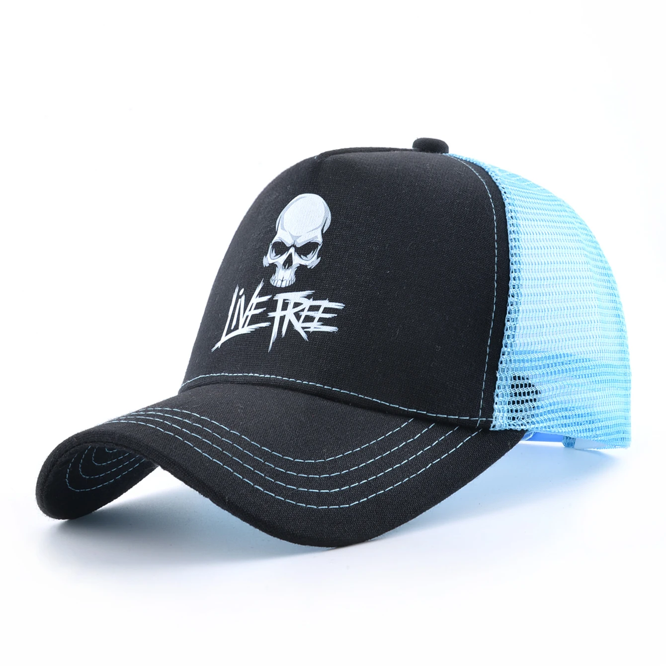 Sommer Baseball Cap Outdoor Atmungsaktive Mesh Trucker Cap Männer Frauen Druck Schädel Snapback Hip Hop Caps Einstellbare Schirmmütze – Detail 23