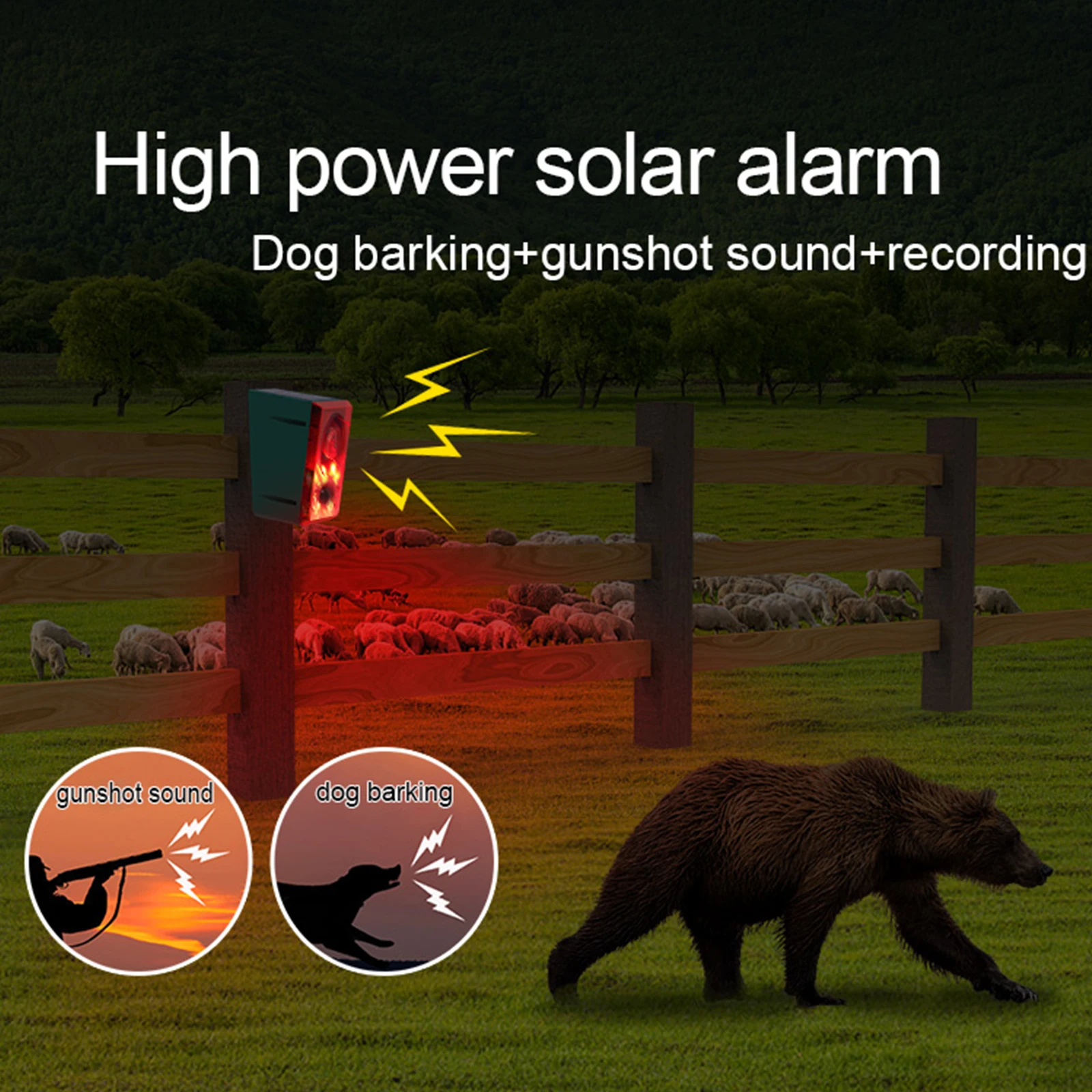 

Night Animal Repellent, Solar Powered Wildlife Repellent with Red LED Light Waterproof for Garden Yard Farm Chicken Coop