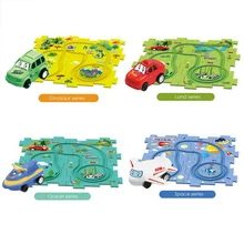  Children Puzzle Electric Railroad Speeder DIY Assembly Electric Car Automatic Rail City Scene Construction Education Toy Gift 