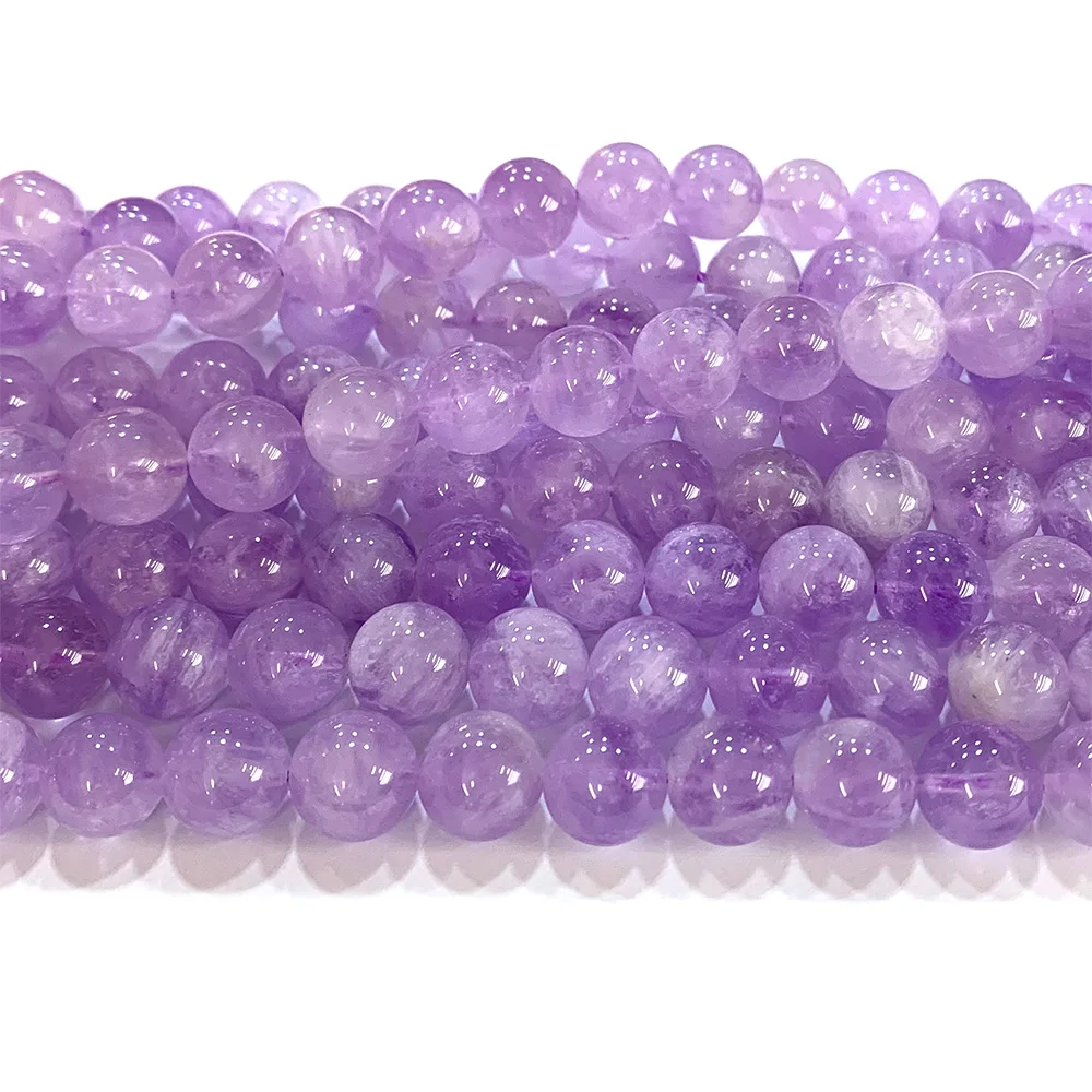 Natural Amethyst Round Beads Strand - 6mm, 7mm, Or 8mm, 15.5 Inch, Glossy Finish