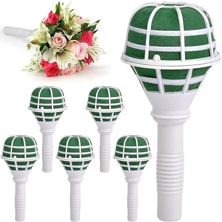 1/6Pcs 18cm Bridal Wedding Flower Decoration Bouquet Foam Holder Green DIY Floral Handle Base Bracket Supply Party DIY Supplies