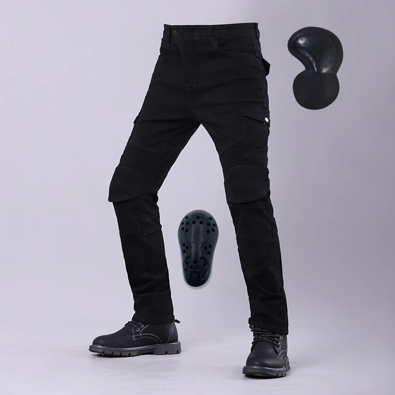 

New Four Seasons Motorcycle Riding Pants High Elastic Jeans Protector Protection Off Road Racing Fit Motorcycle Pants