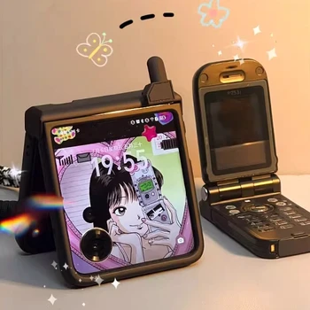 Korean Cute Mobile Phone Model Case For Samsung Galaxy Z Flip 7 Flip 6/5 Lovely Girl Cover For Motorola Razr 60 Razr 50 40 Ultra 1