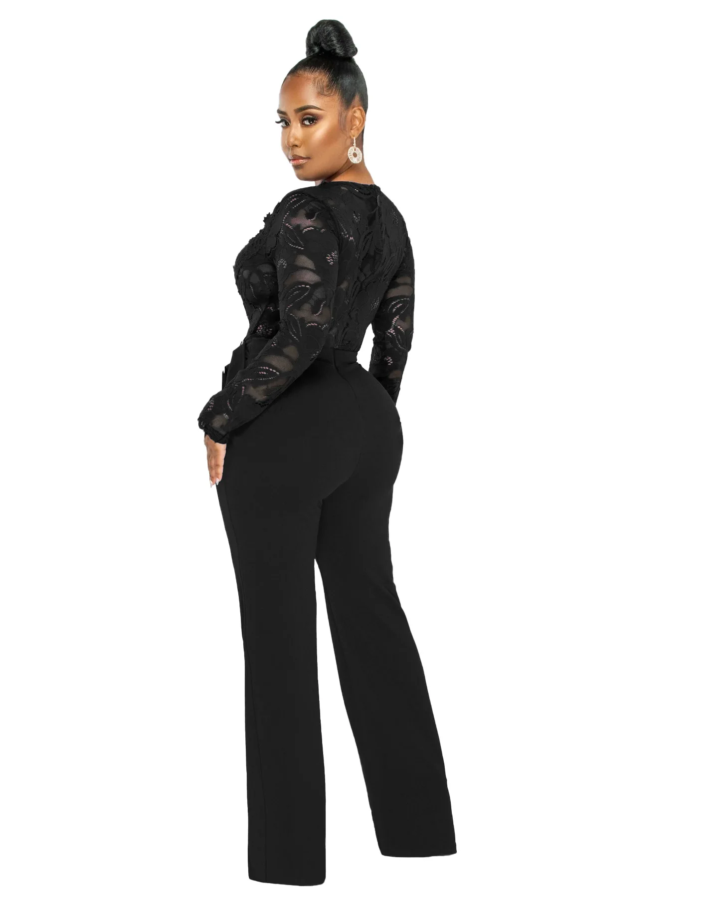 Sexy Lace Sheer Bodycon Jumpsuit Women 