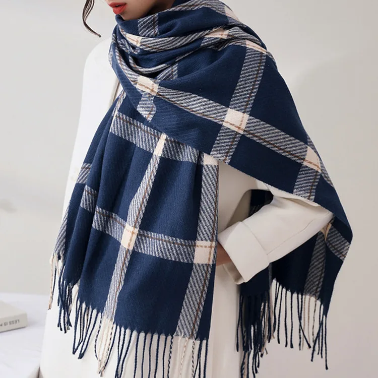 Bufanda a cuadros para mujer en invierno, chal cálido y dulce, bufanda de cachemira 2024, chal a cuadros_voghion.com