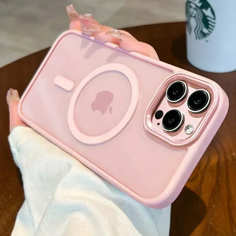 Magnetic Luxury Clear  Armor For Magsafe Wireless Charging Case for iPhone 16 15 14 13 12 11 Pro Max Shockproof Bumper Cover 3