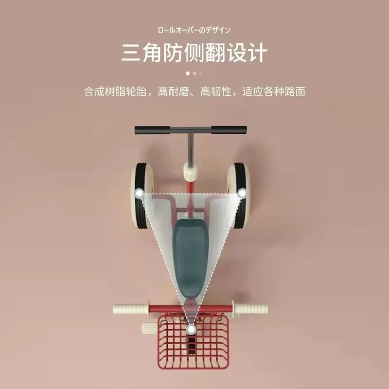 Tricycle Push Rod Children's Tricycle Bicycle 2-5 Years Old Baby Trolley Bicycle Light Three-wheeled