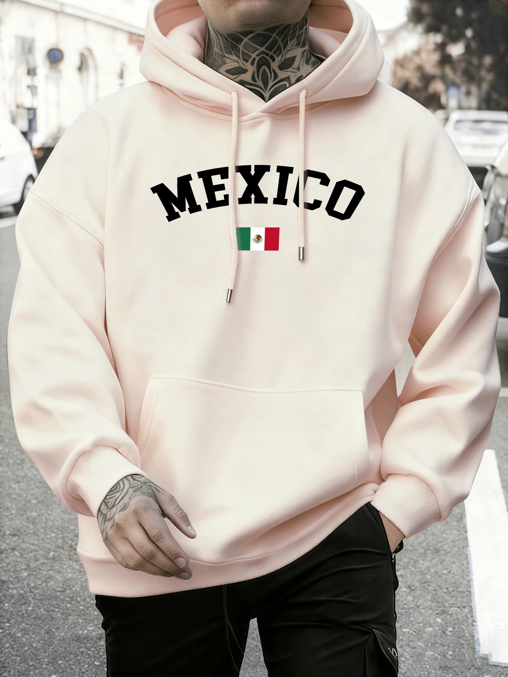 Mexico Text With Flag Prints Street Autumn Hoodie Unisex Jogging Loose Sweatshirts Casual Basics Streetwear Daily All-Match Tops