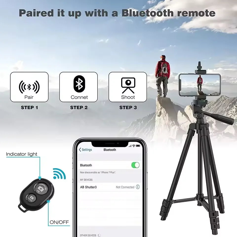 Phone Tripod 100cm Professional Video Recording DSLR Camera Photography Stand for Xiaomi HUAWEI iPhone Gopro with Selfie Remote