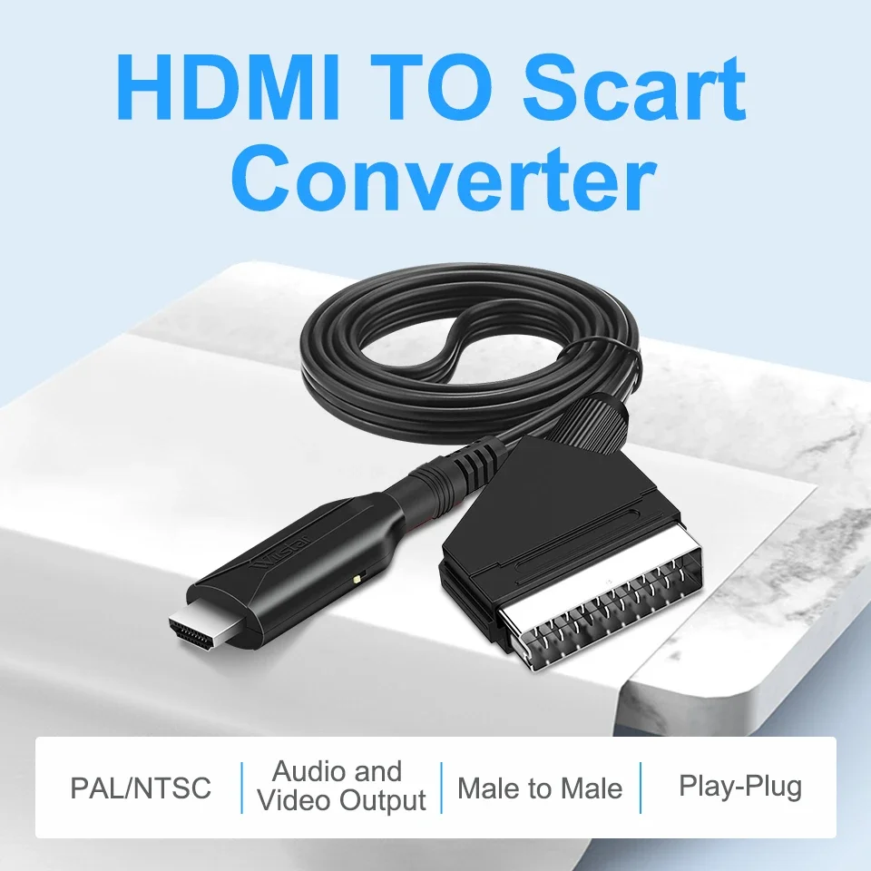 Nuovo Adattatore Da Hdmi A Scart Convertitore Audio Video Di Lusso Pal/Ntsc Per Hd Tv Dvd Box Accessori Per Convertitore Di Segnale Di Lusso