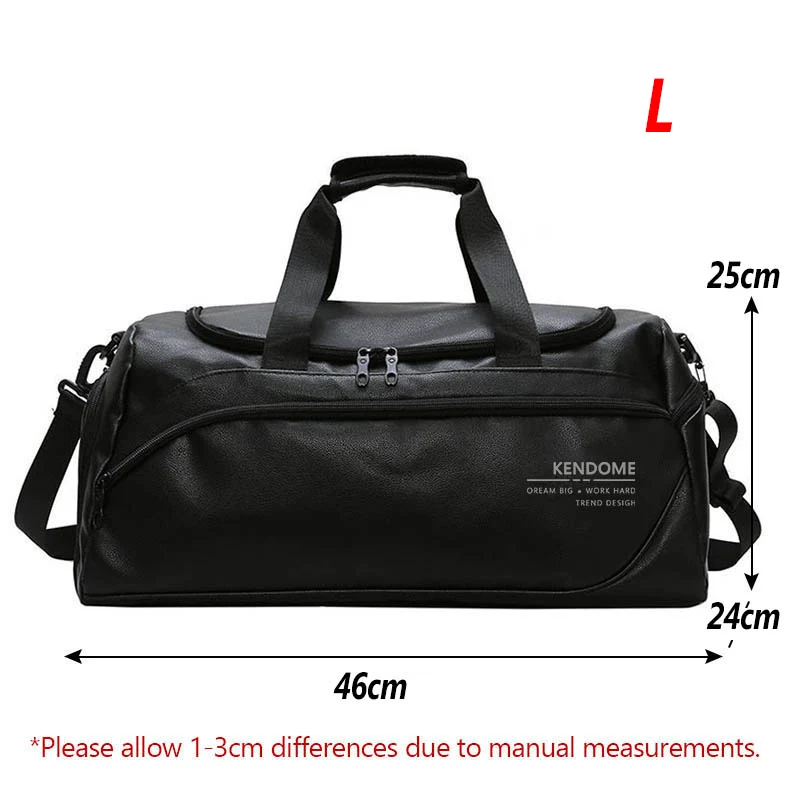 Men Leather Travel Bags Training Large Duffle Independent Shoes