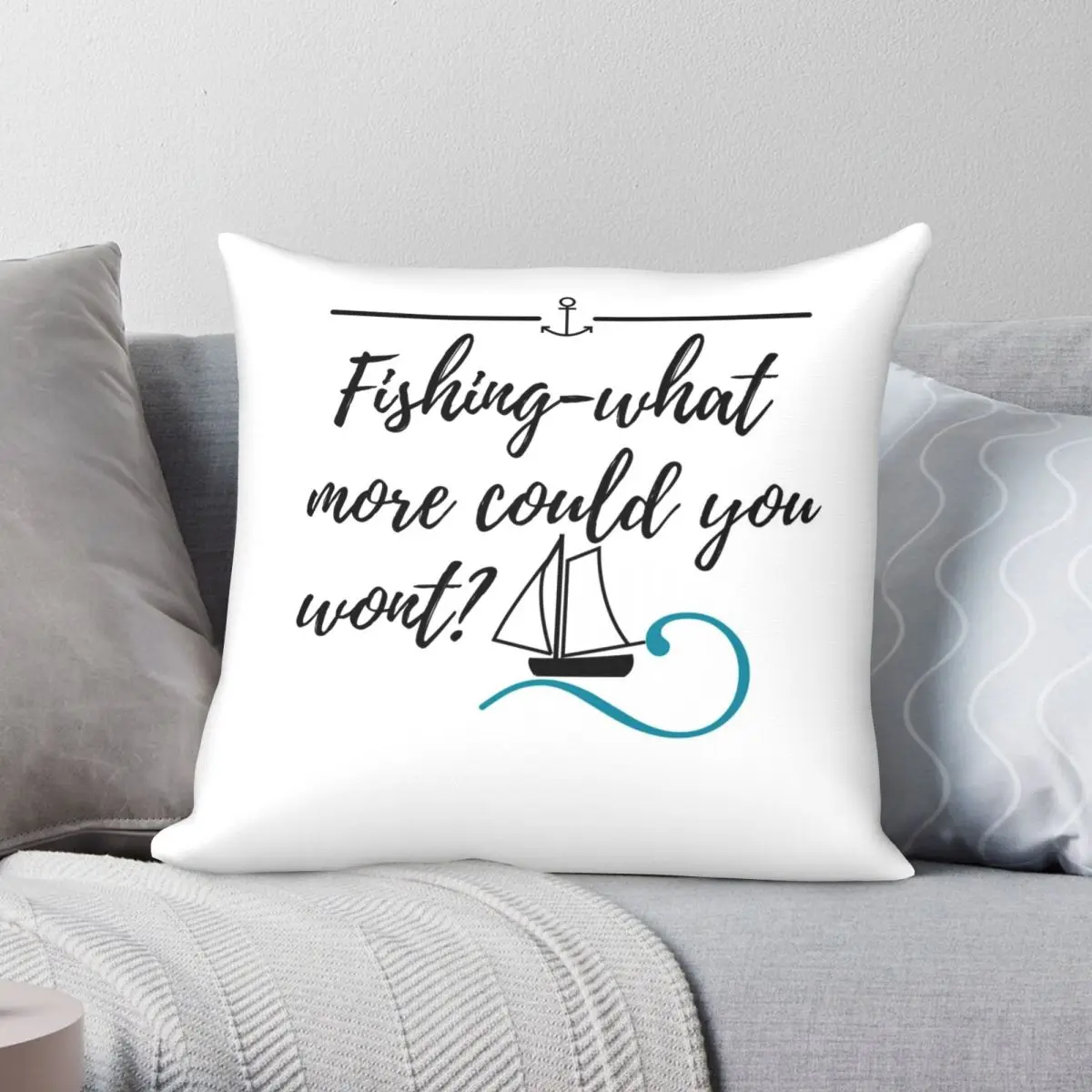 

Fishing Stickers Pillowcase Polyester Linen Velvet Creative Zip Decor Room Cushion Case