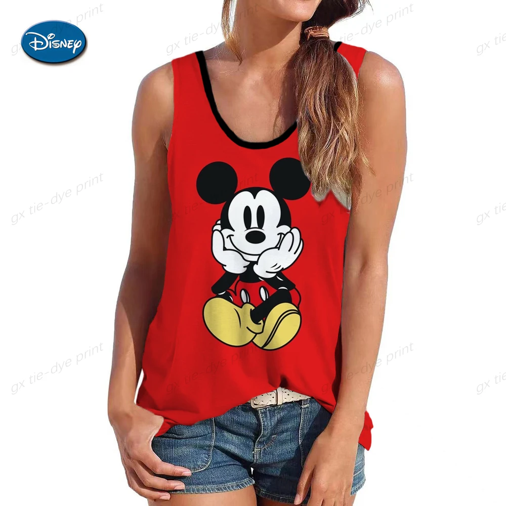 

Disney Minnie Mickey Mouse Print Tank Top Women Sleeveless Harajuku Fitness Femme Summer Loose Casual Vest Tops Mujer Clothes