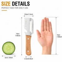 Ergonomic Wood Handle Fruit Vegetable Peeler Stainless Steel Paring Knife Multi Purpose Kitchen Tool for Home Restaurant Daily 5