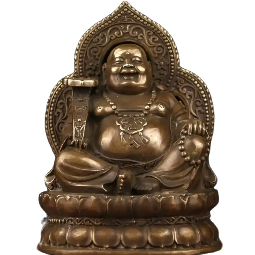 

China archaize brass sit lotus maitreya Buddha crafts statue