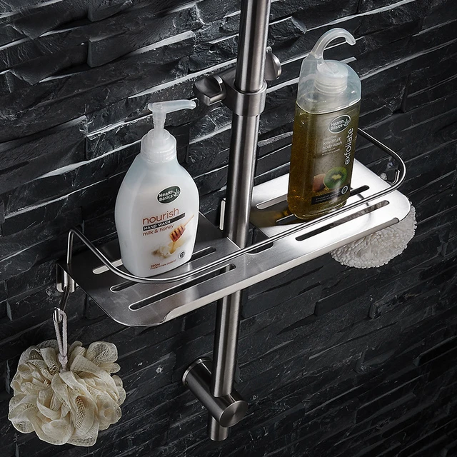 Shower Storage Holder Bathroom Shelf Pole Shelves Shampoo Tray