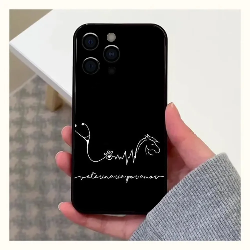 Horse Heartbeat Phone Case For Apple iPhone 15,14,13,12,11,Pro,X,XS,Max,XR,Plus,Mini Soft Black Cover