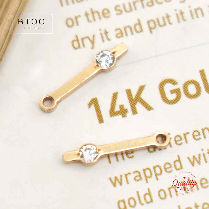 Echter 14K Gold gefüllter Streifenform Charm Zirkon Verbinder Anhänger für Halskette DIY Schmuck anlaufgeschützte Schmuckzubehör – Detail 13