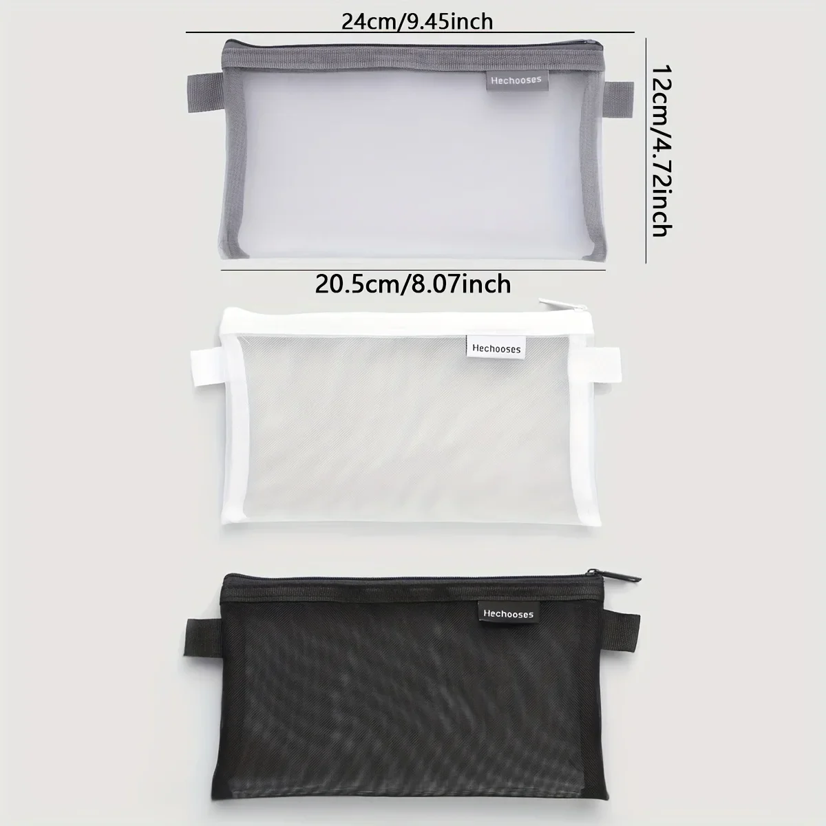 Zipper Mesh Pencil Case Multifunctional Storage Bag for Cosmetics