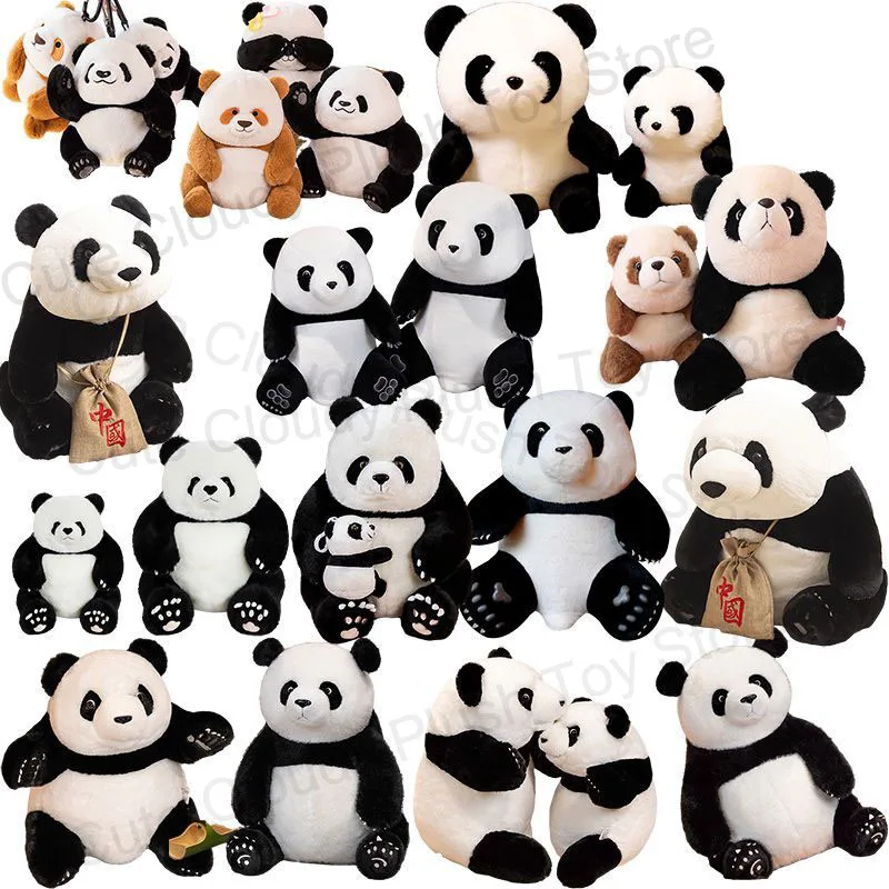 Simulated Real Life Lovely Giant Panda Collection National Treasure Star Qizai MengLan HuaHua PlushIe Toys Doll Cute Kids Gifts real life toy lovely penguin 23x10cm polyethylene