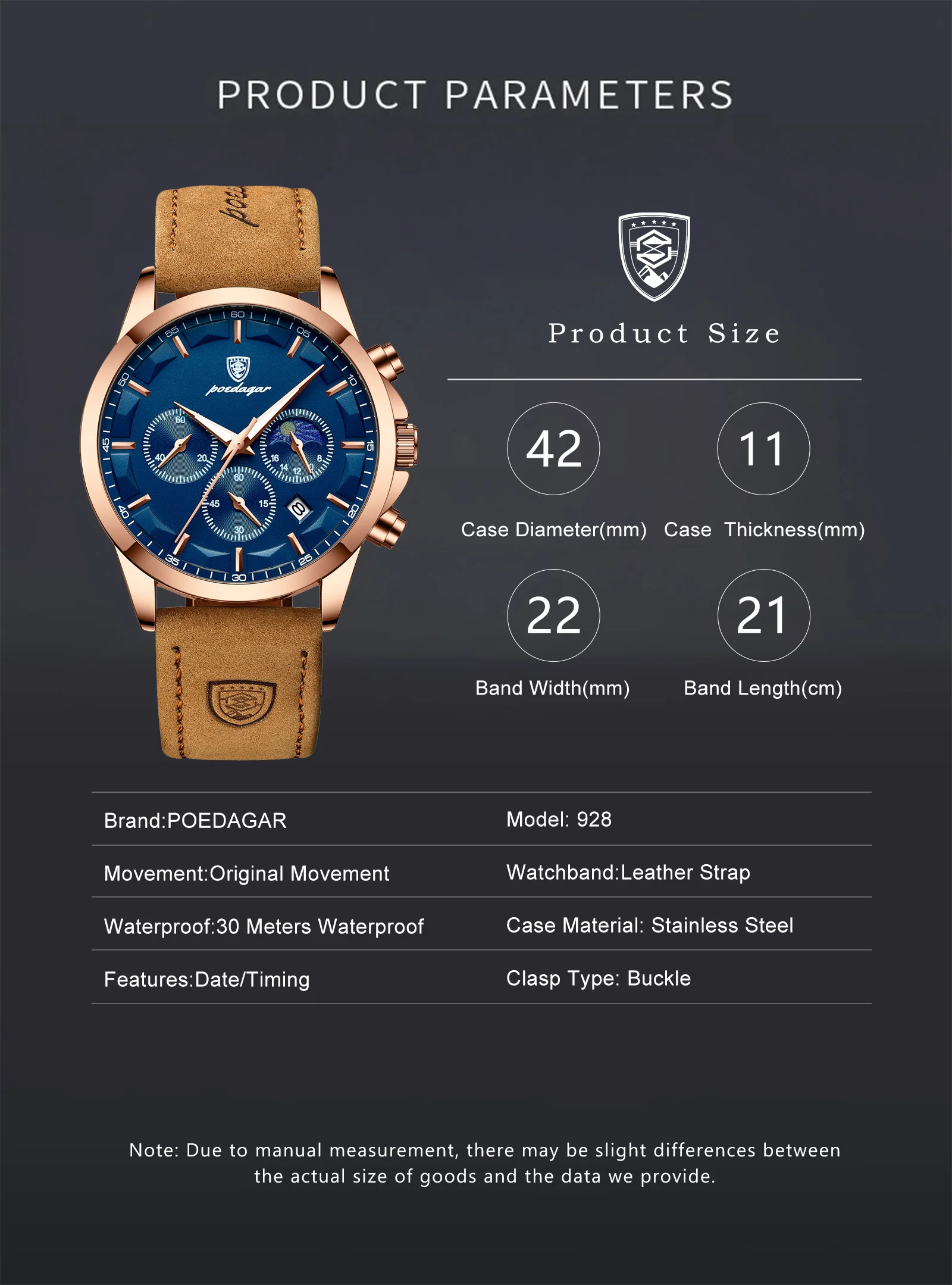 Relógio masculino de quartzo cronógrafo à prova d'água com data_voghion.com