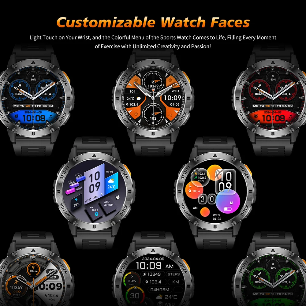 2026 NEW Outdoors Smartwatch GPS LEDFlashlight Waterproof Wireless Call Sports Modes Tracker Heart Rate Compass HD screen MAN 5