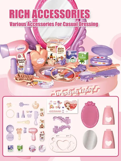 30pcs Kids dressing table toy girl simulation home makeup and makeup jewelry box 3-4 5-6 years old baby birthday gift 6