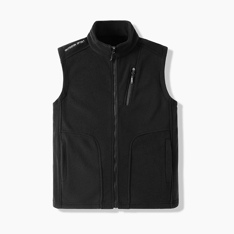 Polar Fleece Vest Autumn Winter Warm Standing Collar Windproof Simple Solid Color Thin High Trend All Quality Fabric Comfortable