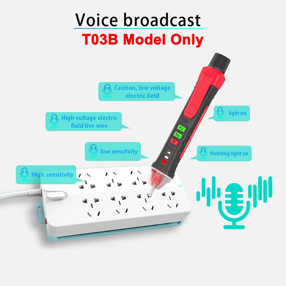 NJTY T-03 Circuit Breaker Finders Electrical Instrument Breakpoints Detector Live Wire Checking Socket Testor Laser Voltage Pen 6