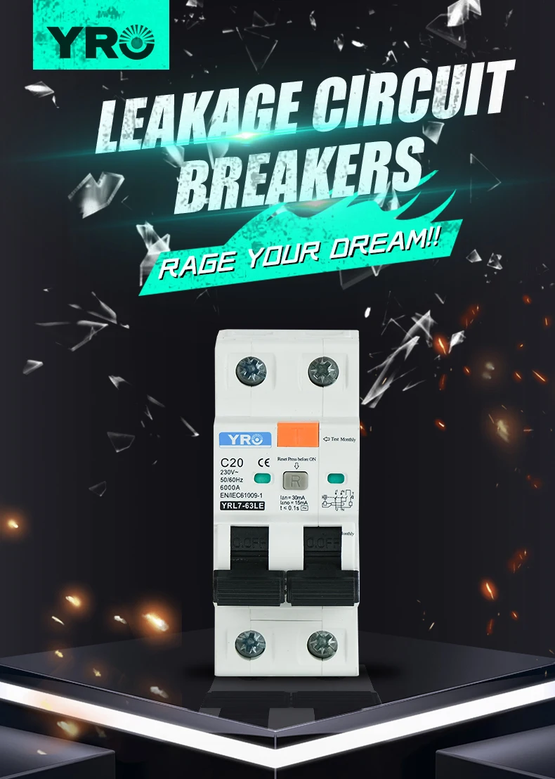 RCBO 1P+N 3P+N 6KA AC type Residual Current Circuit Breaker Operator with over c