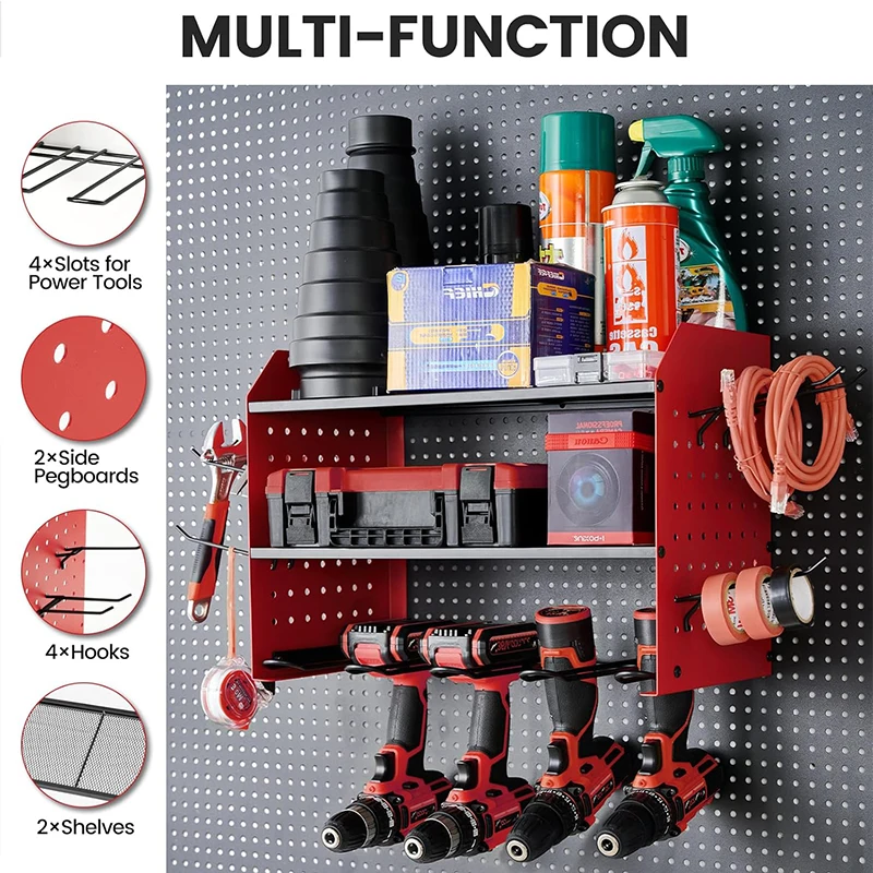 Tool Organizer Hand Power Tool Organizer Rack 3 Layers Floating Tool Shelf Cabinet Wall Electric Drill Holder Storage for Garage Workshop