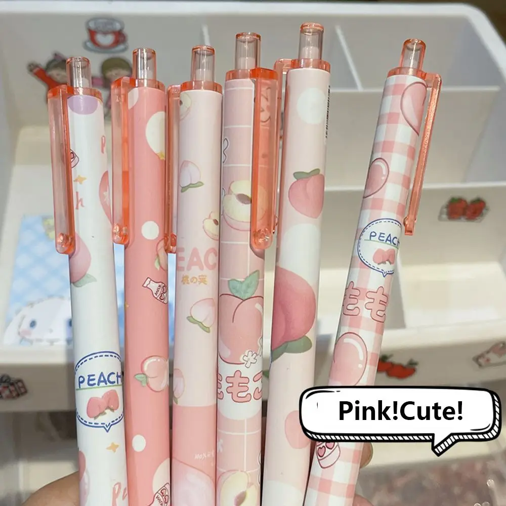 New Press Type Ballpoint Pens 0.5mm Cute Bear Peach Astronaut Writing Gel Pens Student Gift Learning Office Supplies