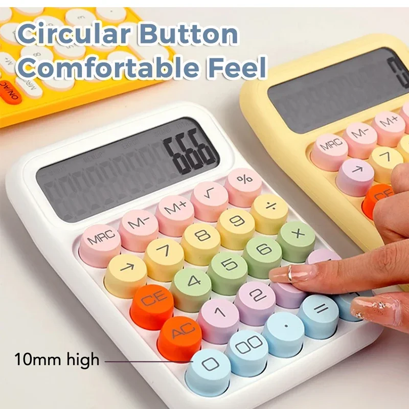 Keyboard Calculator Office 12-digit Mechanical Buttons Calculator Cute Candy Color School Supplies Students/Finance Stationery - 5