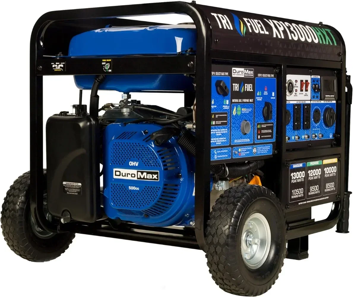 Gas Propane Natural Gas Portable Generator with CO Alert Black/Blue Run generator on gasoline propane or natural gas