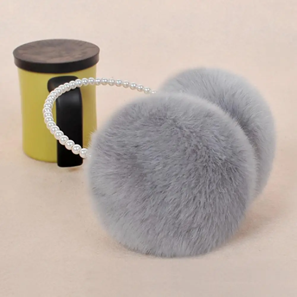 Warm earmuffs Fur earmuffs Women plush imitation pearl faux rabbit fur ear warmers