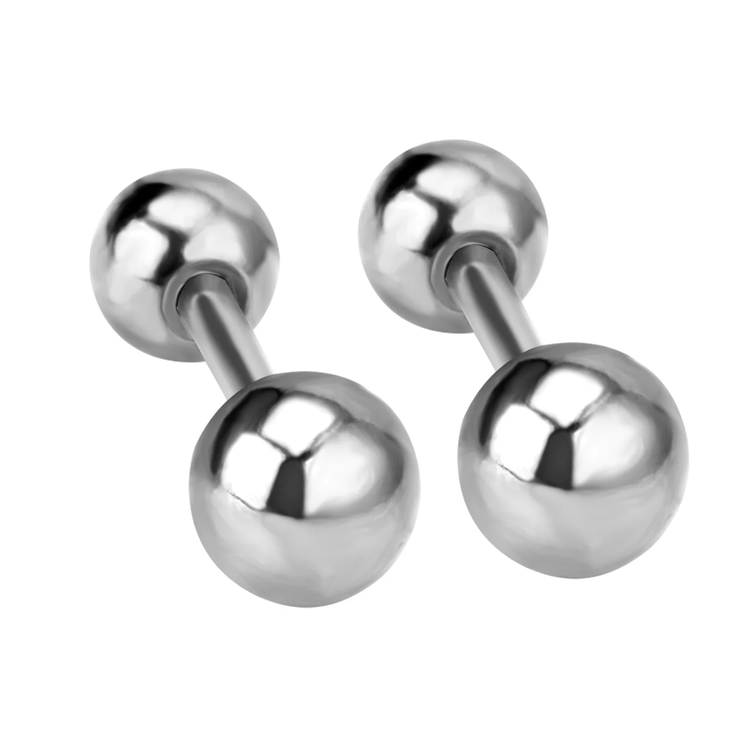 Wholesale Set of 12 Pairs Stainless Steel Ball Stud Earrings with Screw Back, Mixed Sizes
