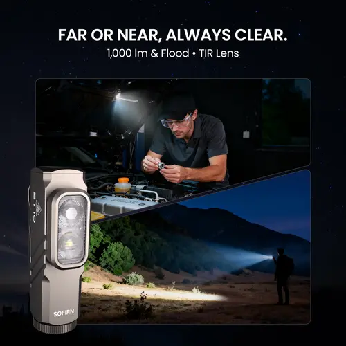 SOFIRN ST10 1000lm Mini Clamp Flashlight 144m 7000K LED Light 14500 USB C Rechargeable White&Red Lamp IPX6 with Magnetic Tailcap - Image 4
