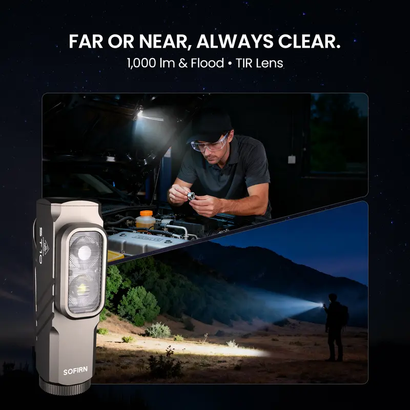 SOFIRN ST10 1000lm Mini Clamp Flashlight 144m 7000K LED Light 14500 USB C Rechargeable White&Red Lamp IPX6 with Magnetic Tailcap - Image 4