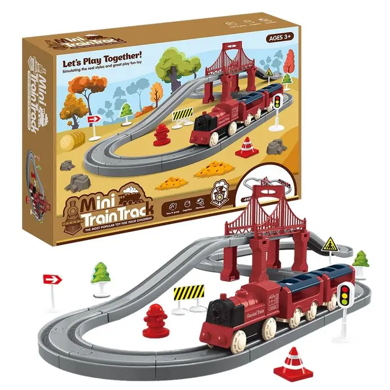 

44Pcs Electric Toddler Train Set Car Railway Tracks Diecast Model Steam Locomotive Engine Educational Game Boy Toys For Children