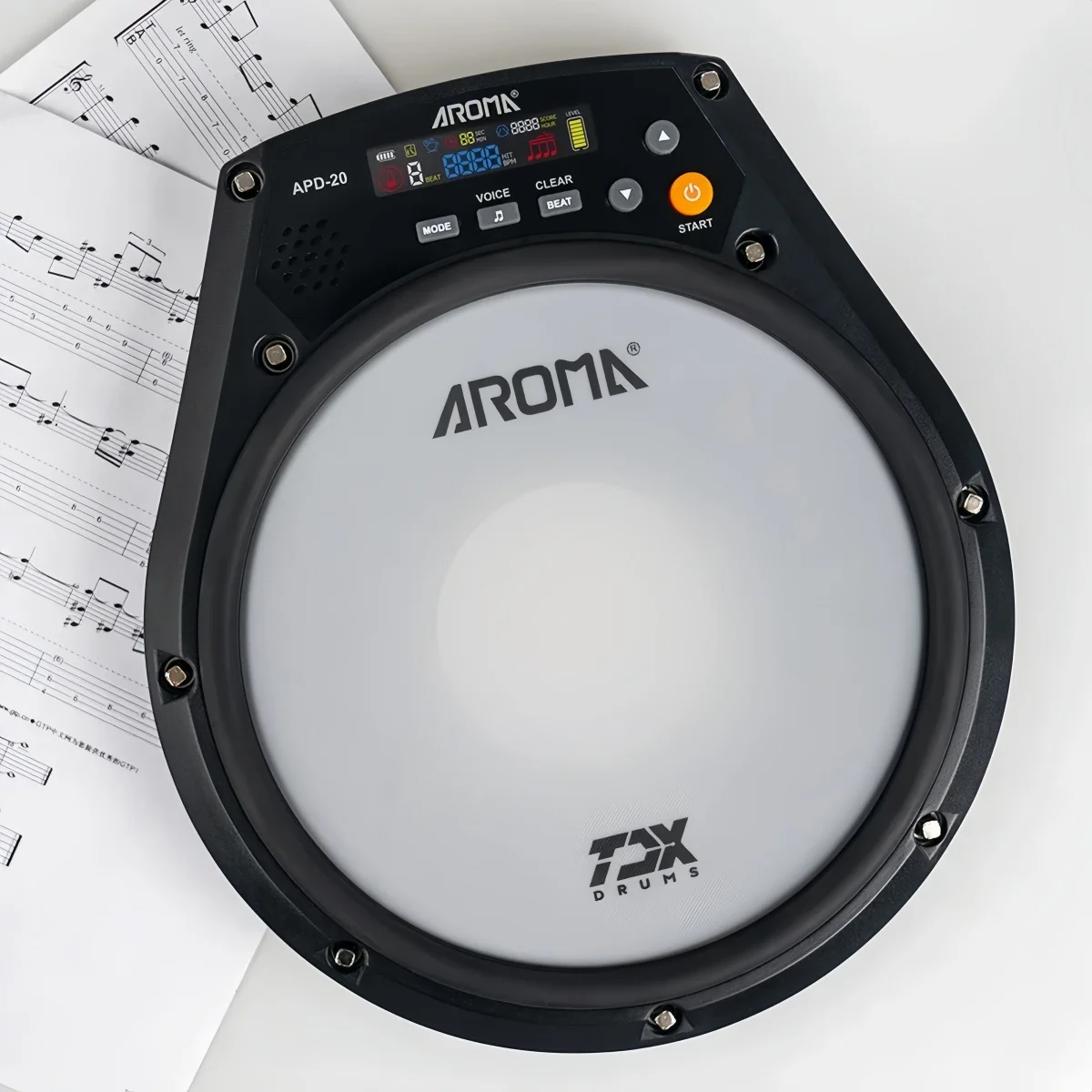 Aroma APD-20 Dumb Drum Pad משטח רשת מתכוונן נייד לאימון כלי הקשה חלקי מוזיקה לאולפן תרגול תופים שקט