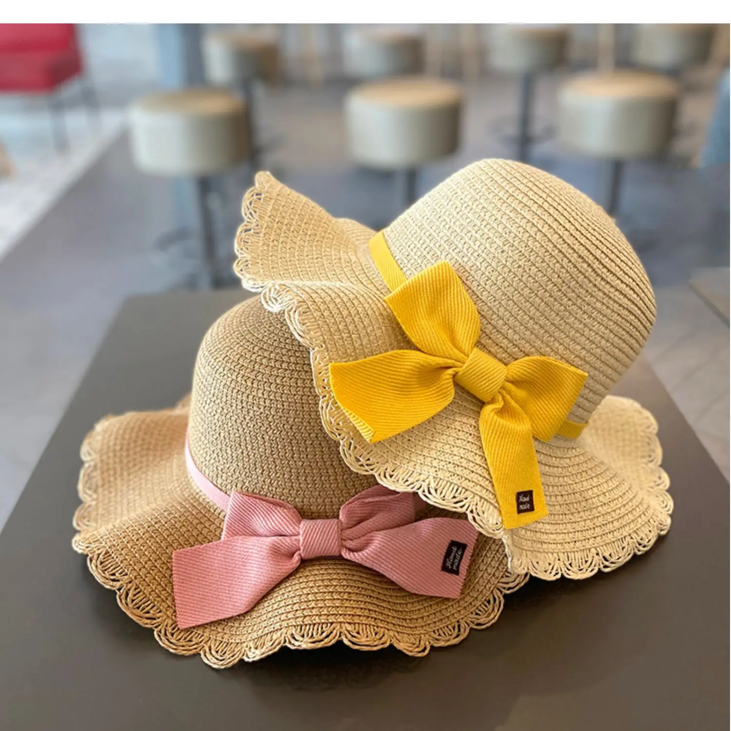 【ほぼ未使用】SÜB suess Straw Hat 親子セット Summer Baby Girls Straw Hat and Bag Set 2-8 Years Kids Bow