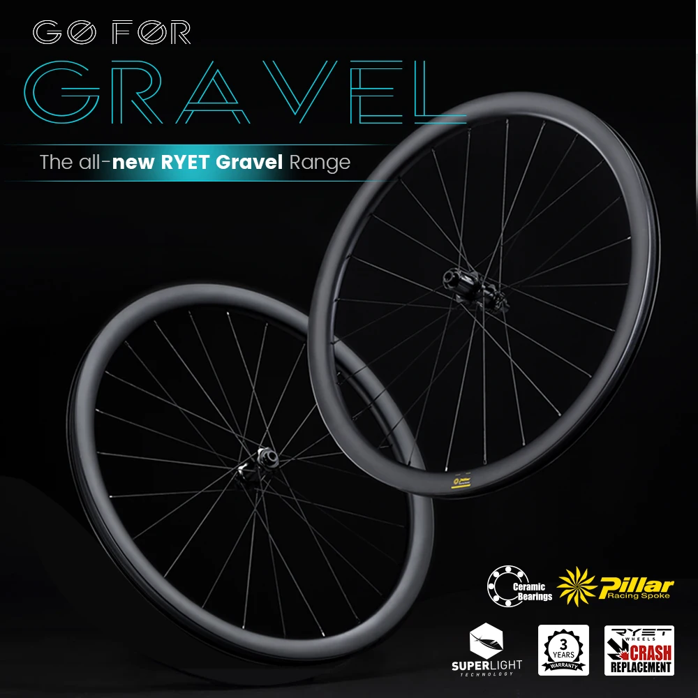 

2024 Carbon RYET GRAVEL Wheelset Disc Brake Tubeless Ready 700C Bike Wheels Center-Lock Or 6 Bolt Hub 38x30 Rim Pillar 1423 2015