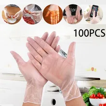 

100pcs Gloves Pieces Of Transparent Vinyl TPE Gloves Latex-free Gloves For Laboratory Work For Hairdressing Clean Work Gloves