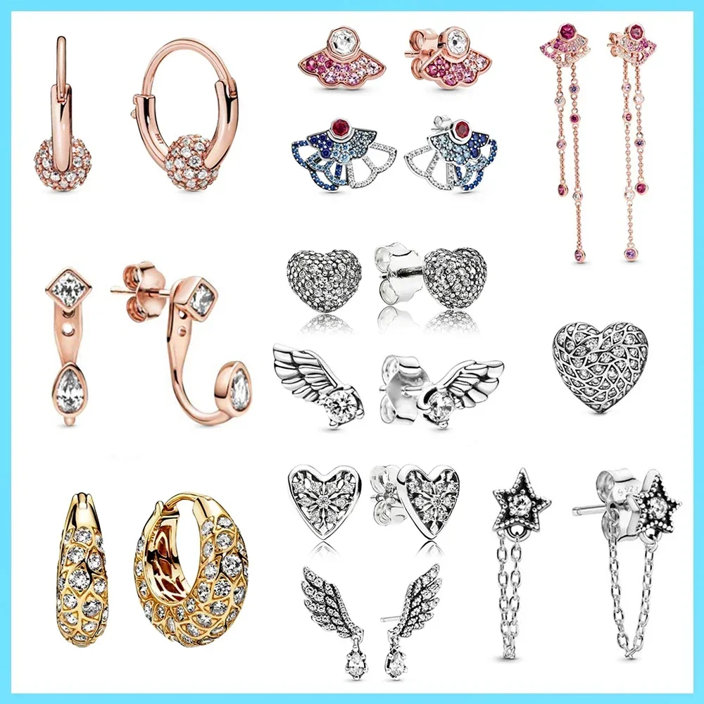 

Pan New S925 Sterling Silver Fan Wings Love Exaggerated Wind Rose Gold Earrings New Earrings Romantic Gift