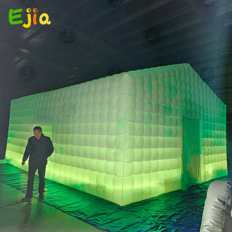 Customized 4/5/6 Meters RGB Lights Inflatable Giant Tent / LED Blow Up Cube Night Club  Tent   For Event Party 2