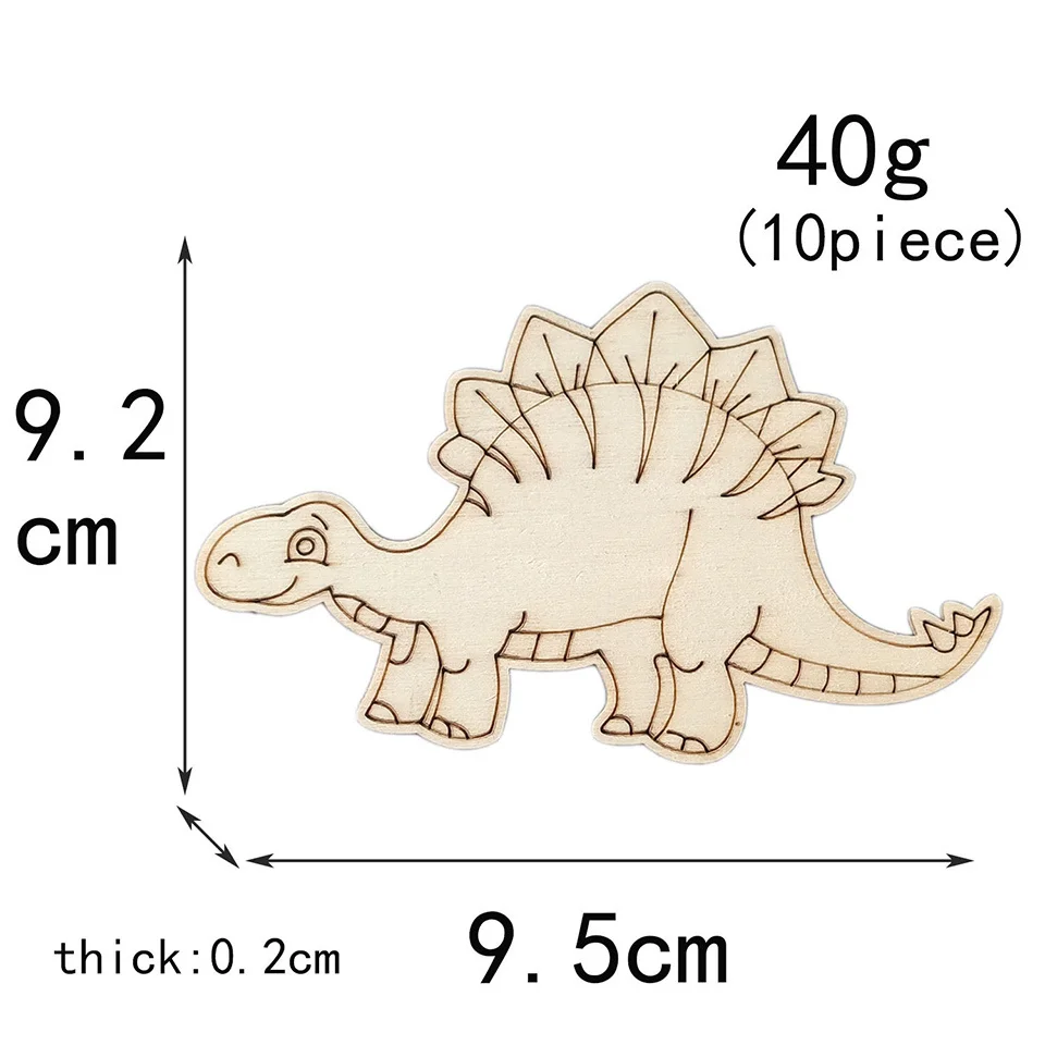 10 stücke Holz Dinosaurier Handwerk DIY Malerei Holz Ornamente Für Kinder Dinosaurier Geburtstag Party Dekoration Kindertag Geschenke – Detail 7
