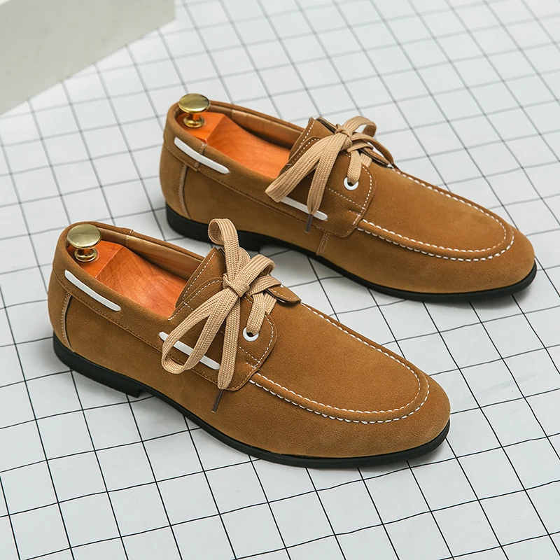 

Britain Retro Men Pointed Suede Tassels Flats Oxford Leather Shoes Casual Loafers Formal Dress Footwear Sapatos Tenis Masculino